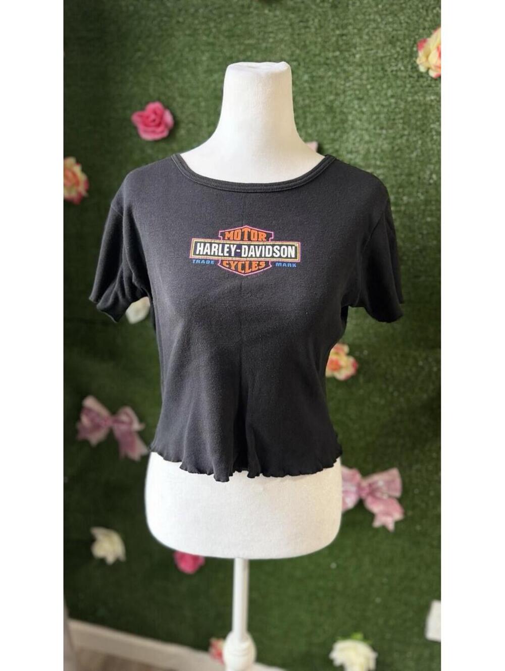 Harley Davidson Cropped Logo Tee Size Large